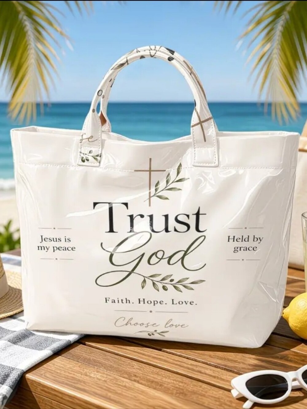 Faith Christian "Trust GOD" PVC Hand Bag Tote